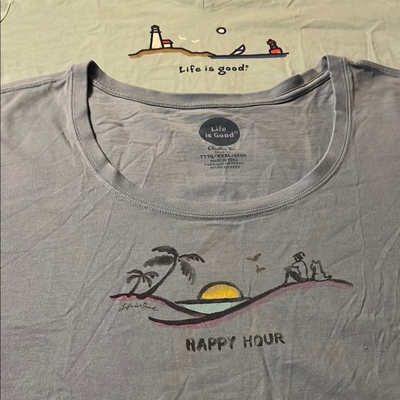Life is Good Happy Hour Vista Beach Dog Crusher Scoop, Lighthouse VNeck Tee XXXL - Picture 3 of 6